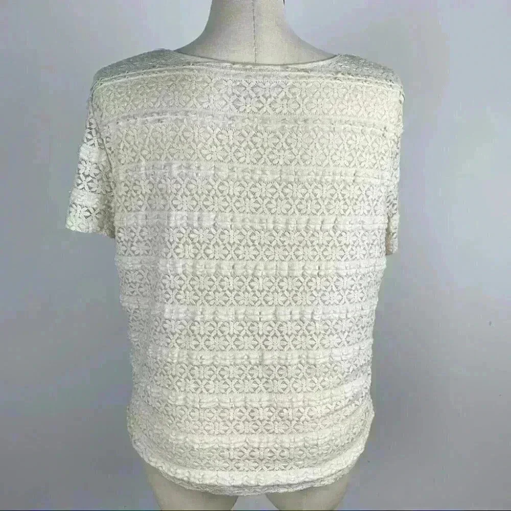 Alfred Dunner Womens top size XL cream floral eyelet